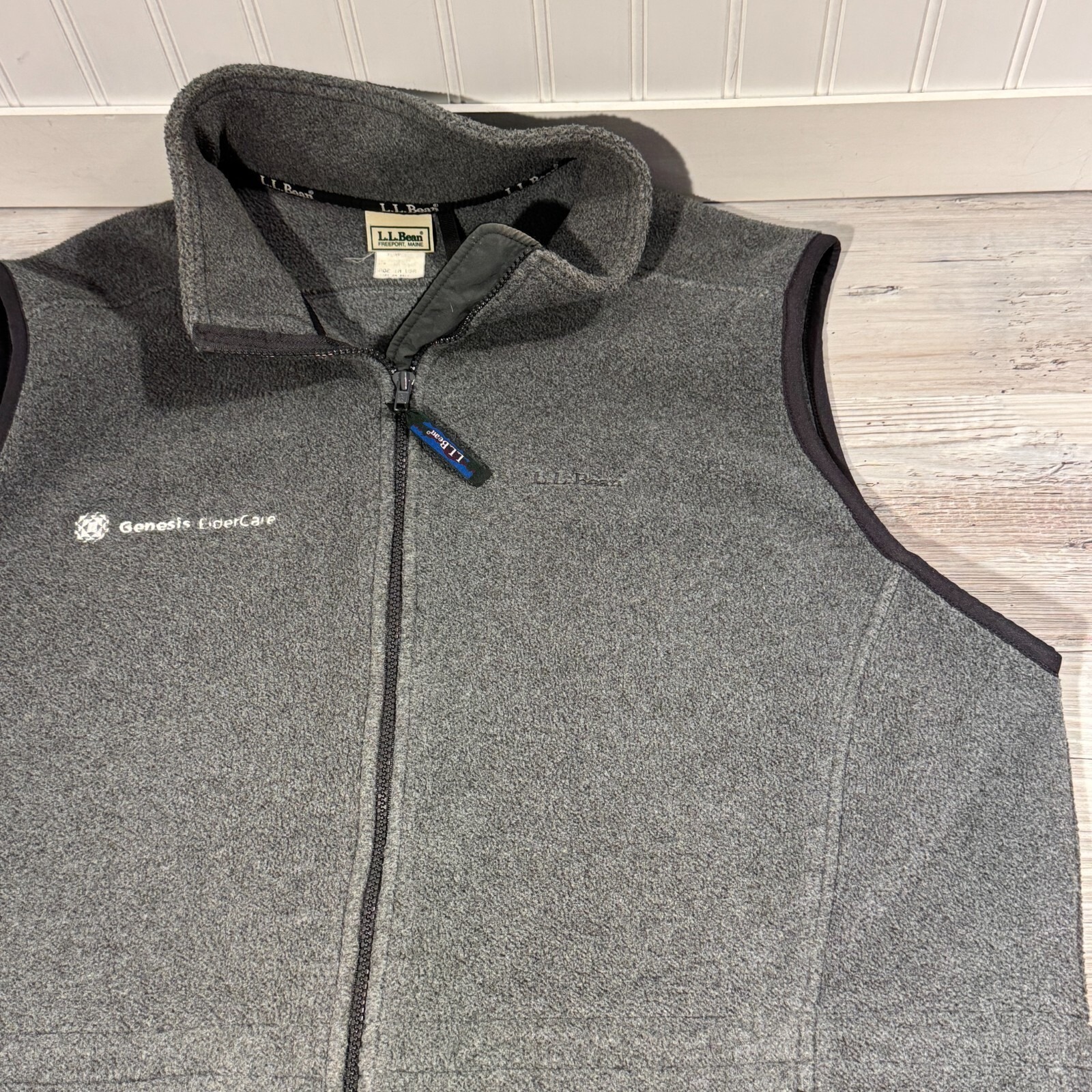 Vintage Ll Bean Vest Men Xl Grey Fleece Full Zip Jacket Outdoor Made In Usa Logo